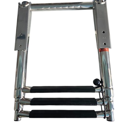 Echelle télescopique inox 3 marche avec poigne