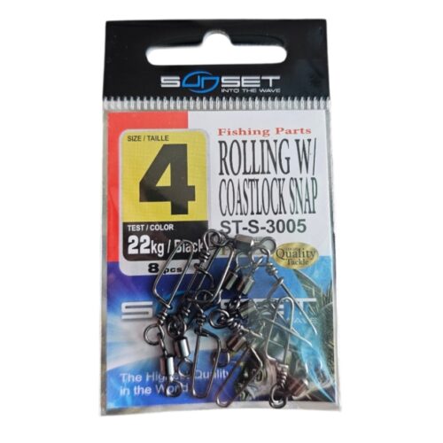 Emerillon sunset rolling coastlock snap sz4 22kg 8pcs