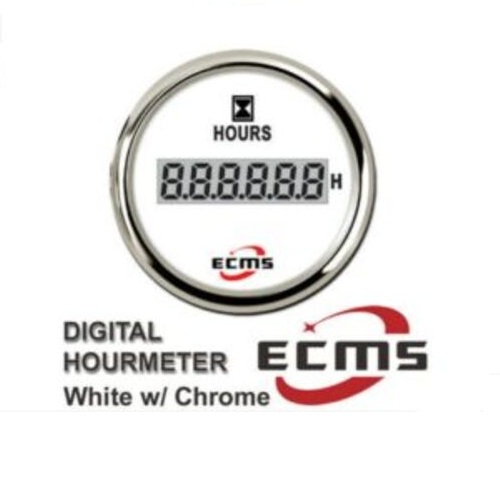 COMPTEUR HORAIRE NUMERIQUE ECMS - BLANC & CHROME -Dia 2" 52MM BATEAU MARINE 12V Compteur Horaire