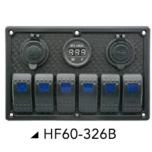 Tableau 6 boutons +12v+Usb +voltmètre