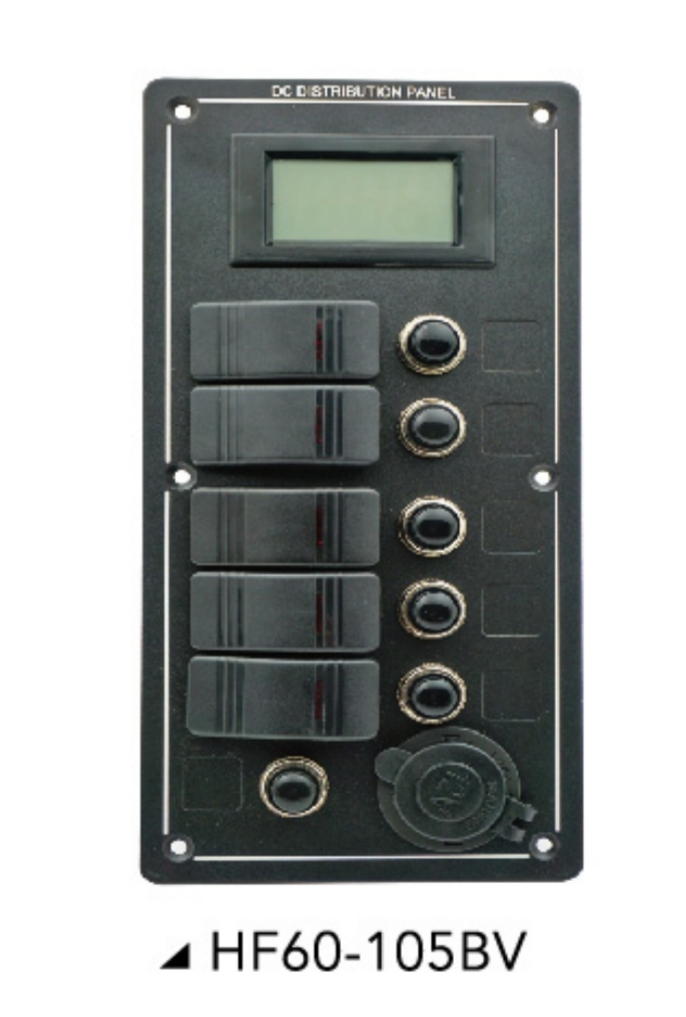 Tableau 5 bouton +prise12v+voltmètre