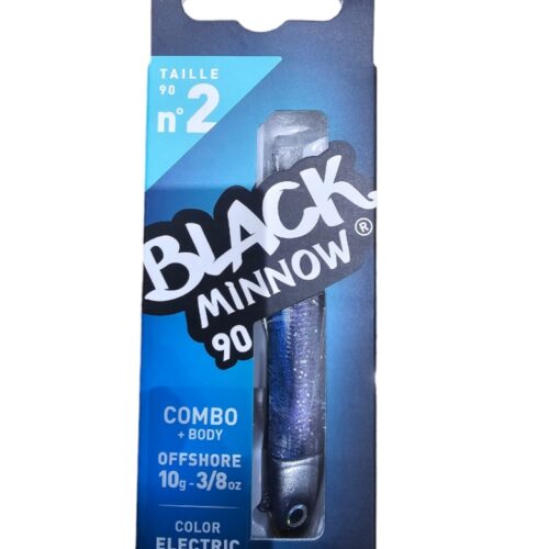Black minnow combo off shore 10gr sz2 90mm electric blue
