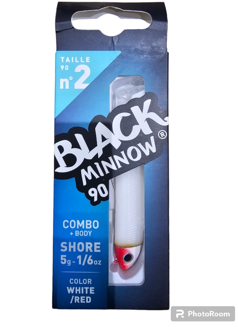 Black minnow combo shore 5gr sz2 90mm white/rouge
