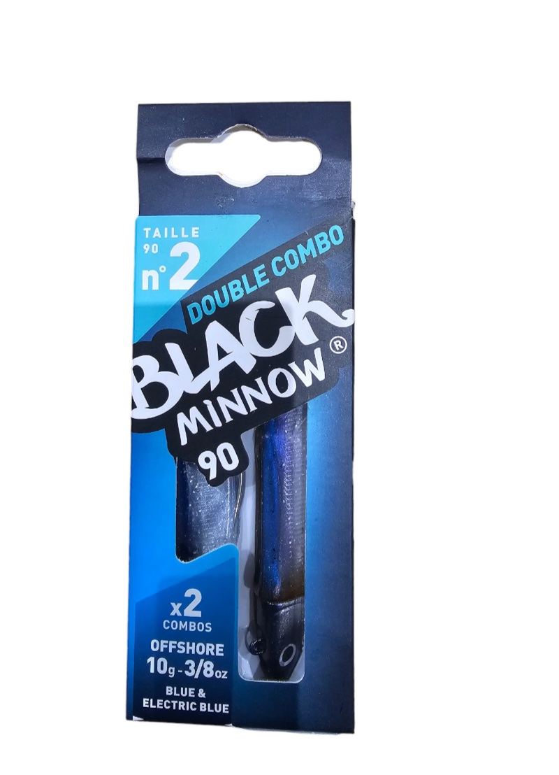 Black minnow double combo search 10gr sz2 90mm blue et electric blue