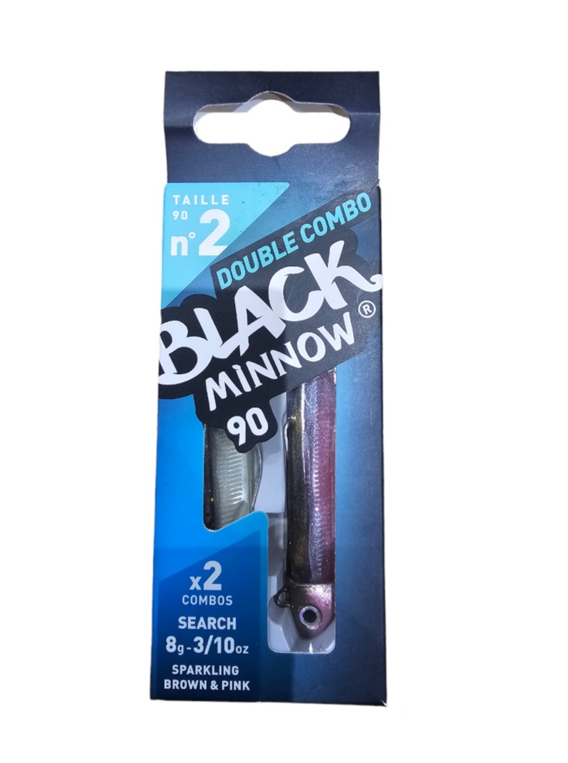 Black minnow double combo search 10gr sz2 90mm spearkling brown et pink