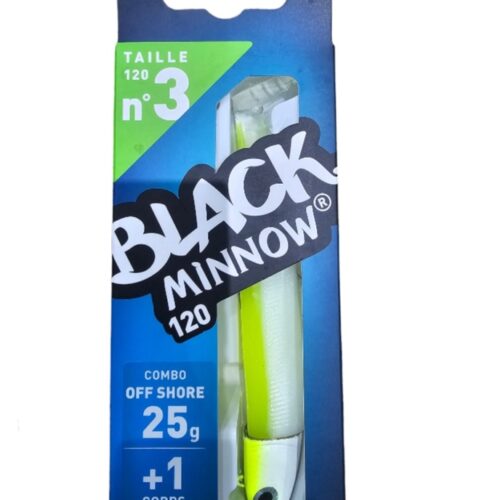Black minnow combo off shore 25gr sz3 120mm jaune fluo