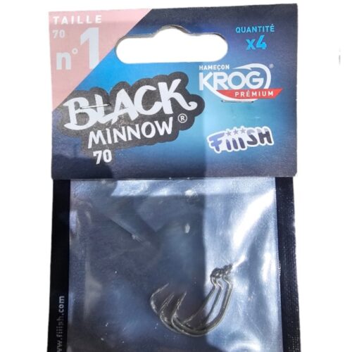 Black minnow hamecons sz1 70mm 4pcs