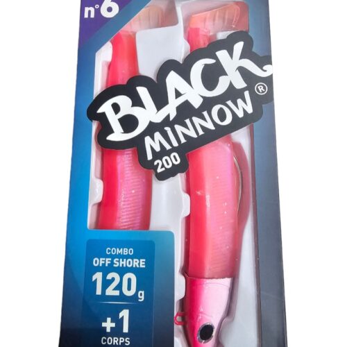 Black minnow combo off shore 120gr sz 200m rose fluo