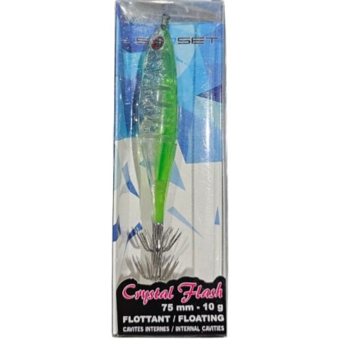 Turlutte sunset Sunsquid Crystal Flash 10gr 75mm green