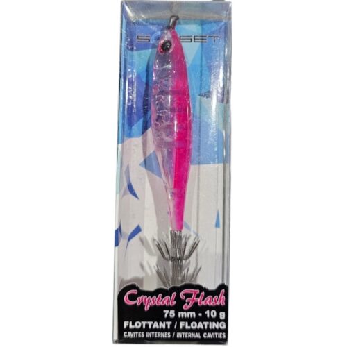 Turlutte sunset Sunsquid Crystal Flash 10gr 75mm pink