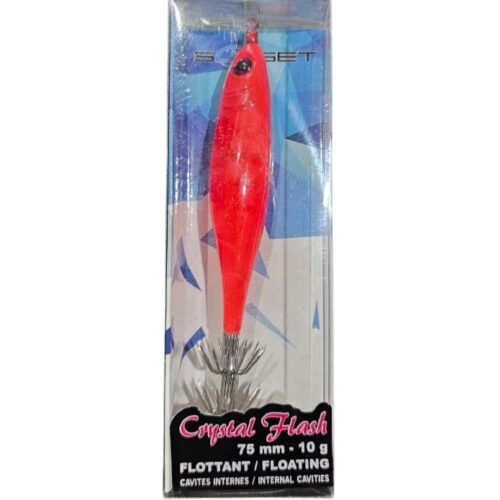 Turlutte sunset Sunsquid Crystal Flash 10gr 75mm red