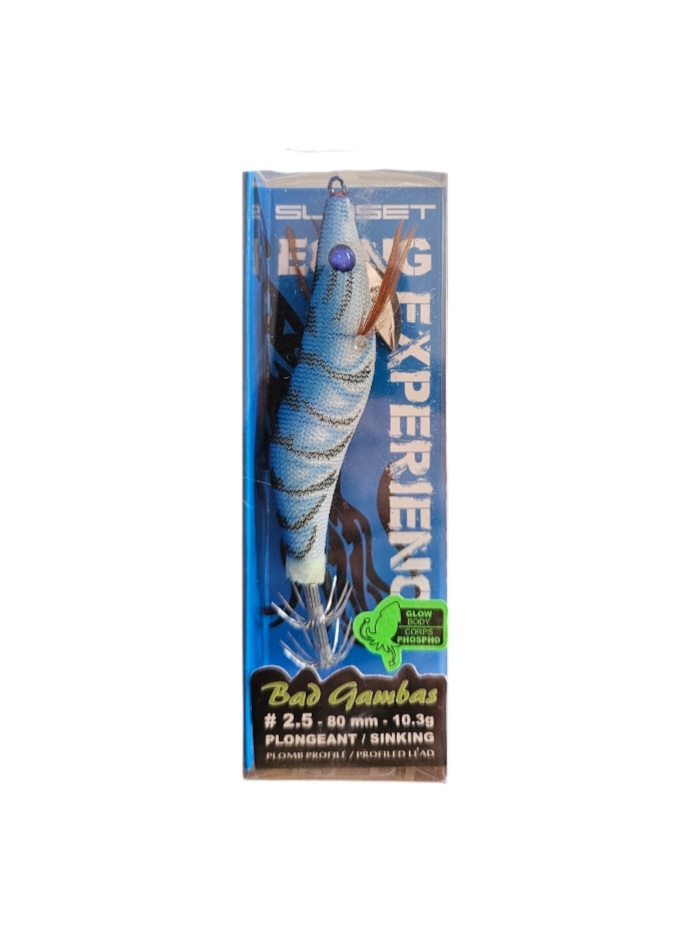 Turlutte sunset bad gambas 2.5 BLUE
