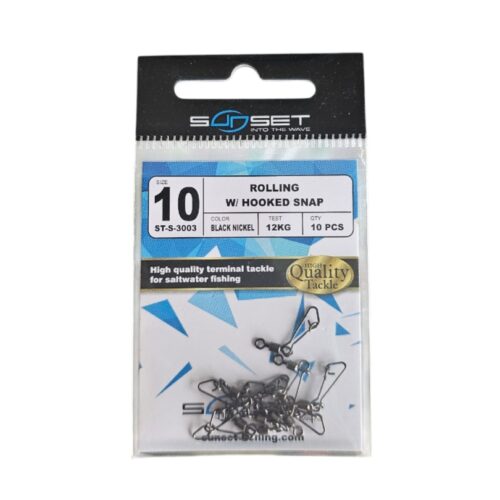 Emerillon sunset rolling hooked snap sz10 12kg 10pcs