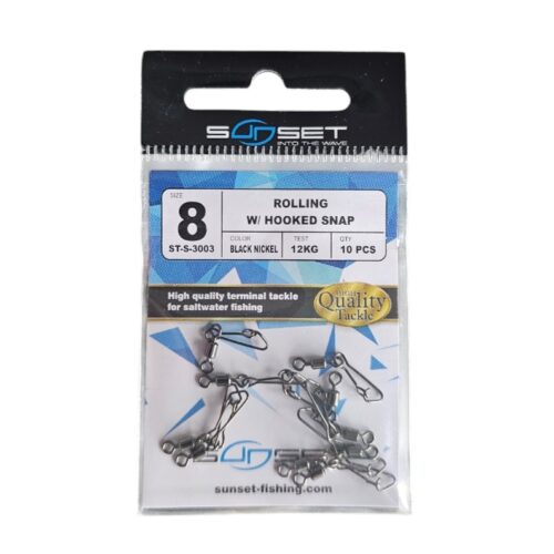 Emerillon sunset rolling hooked snap sz8 12kg 10pcs