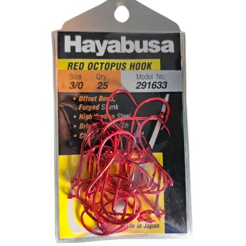 Hayabusa 291633-3/0 Red Finish Offset Shank Octopus Hook 25PCS