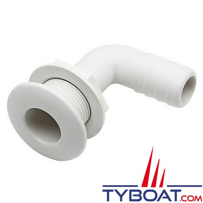 Passe-coque coudé - cannelé - Ø25mm - Blanc