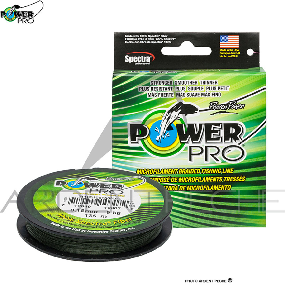 Fil tresse power pro 0.23mm 135m 15kg green