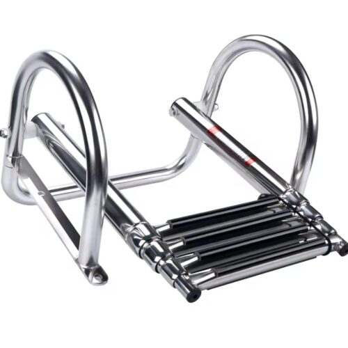 Echelle télescopique inox 4 marche avec main courante